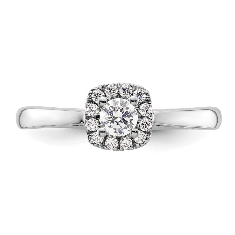 14k White Gold Halo (Holds 1/5 carat (3.8mm) Round Center) 1/8 carat Diamond Semi-mount Engagement Ring