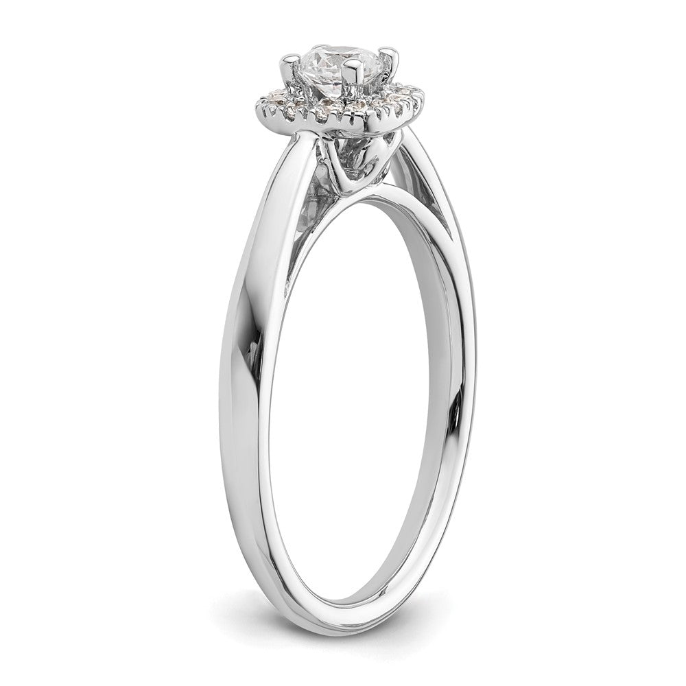 14k White Gold Halo (Holds 1/5 carat (3.8mm) Round Center) 1/8 carat Diamond Semi-mount Engagement Ring