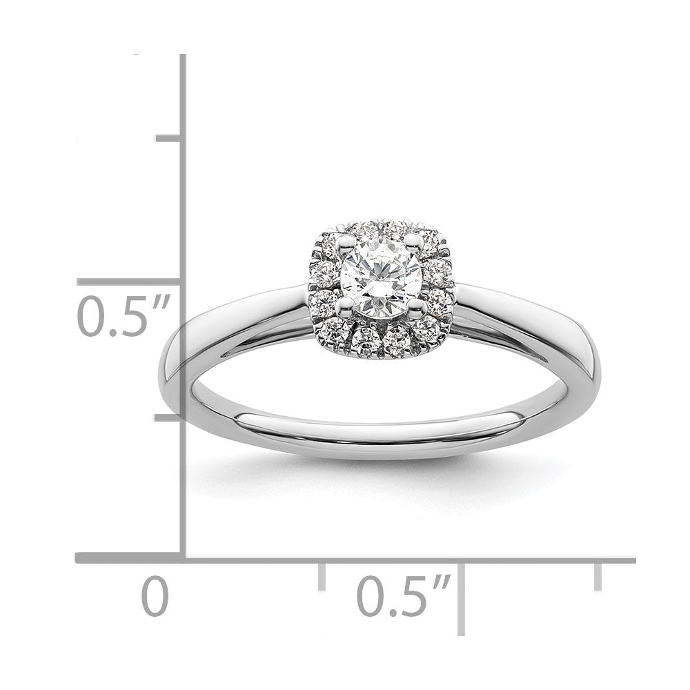 14k White Gold Halo (Holds 1/5 carat (3.8mm) Round Center) 1/8 carat Diamond Semi-mount Engagement Ring