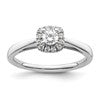 14k White Gold Halo (Holds 1/5 carat (3.8mm) Round Center) 1/8 carat Diamond Semi-mount Engagement Ring