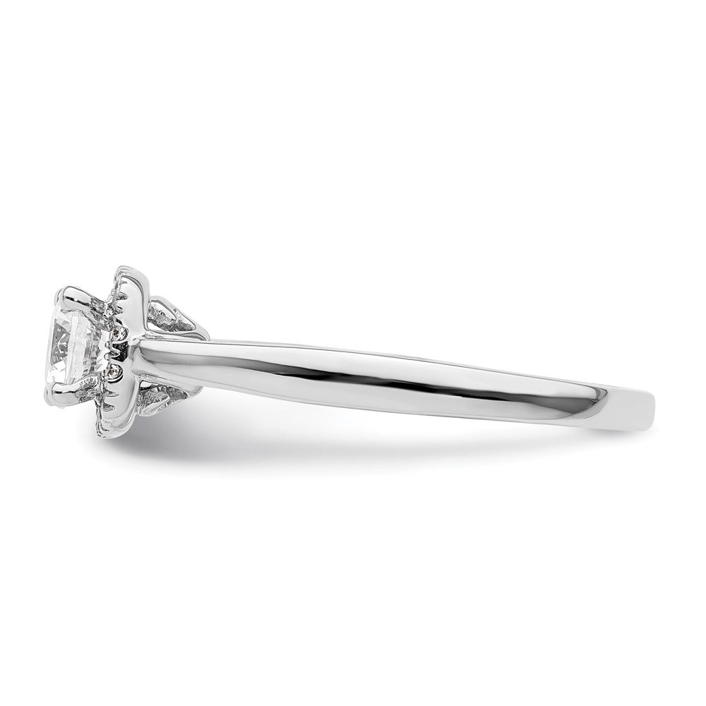 14k White Gold Halo (Holds 1/2 carat (5.2mm) Round Center) 1/8 carat Diamond Semi-mount Engagement Ring