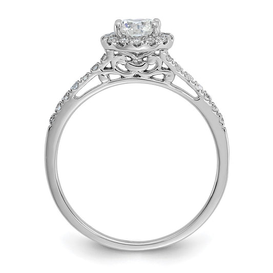 14k White Gold 3/4 carat Lab Grown Diamond VS/SI+ G+ Complete Size 7 Halo Engagement Ring