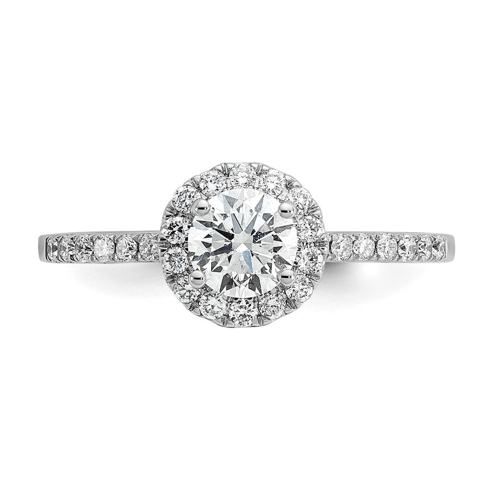 14k White Gold 3/4 carat Lab Grown Diamond VS/SI+ G+ Complete Size 7 Halo Engagement Ring