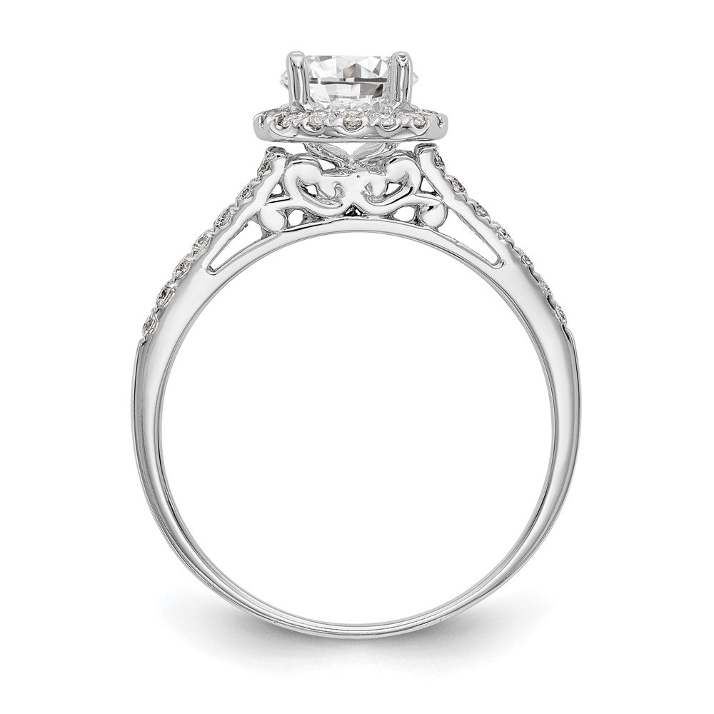 14k White Gold Halo (Holds 1 carat (6.5mm) Round Center) 1/4 carat Diamond Semi-mount Engagement Ring