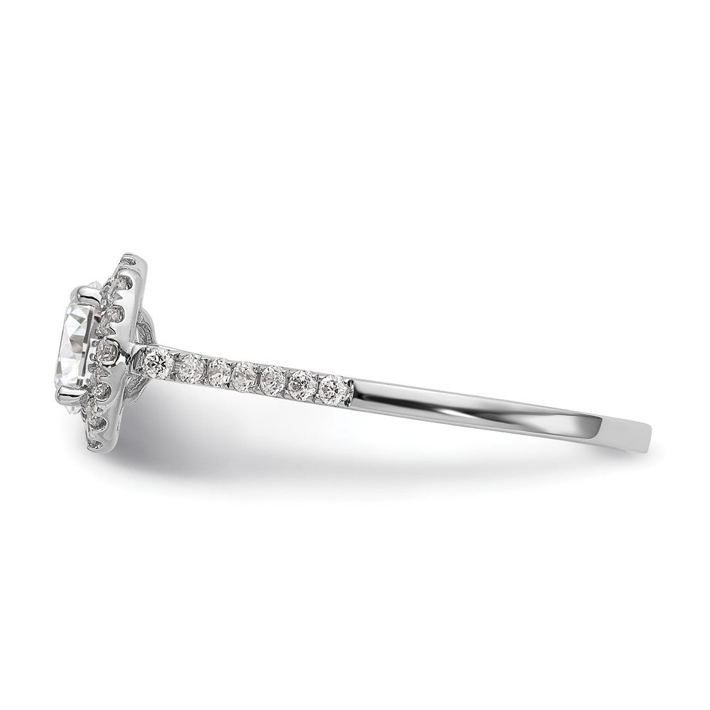 14k White Gold Halo (Holds 1 carat (6.5mm) Round Center) 1/4 carat Diamond Semi-mount Engagement Ring