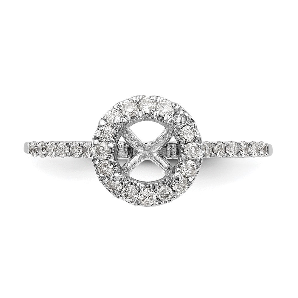 14k White Gold Halo (Holds 1 carat (6.5mm) Round Center) 1/4 carat Diamond Semi-mount Engagement Ring