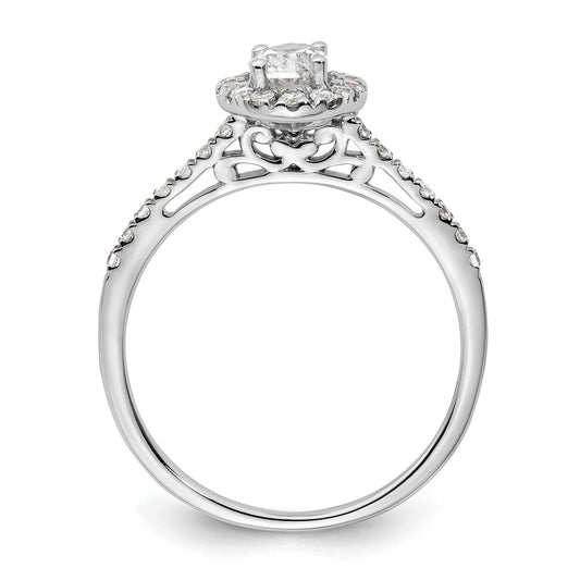 14k White Gold Halo (Holds 1/2 carat (6x4mm) Oval Center) 1/4 carat Diamond Semi-mount Engagement Ring