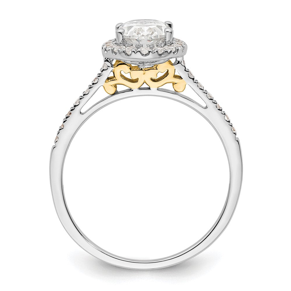 14k Two-tone Halo (Holds 1.5 carat (8x6mm) Oval Center) 1/3 carat Diamond Semi-mount Engagement Ring