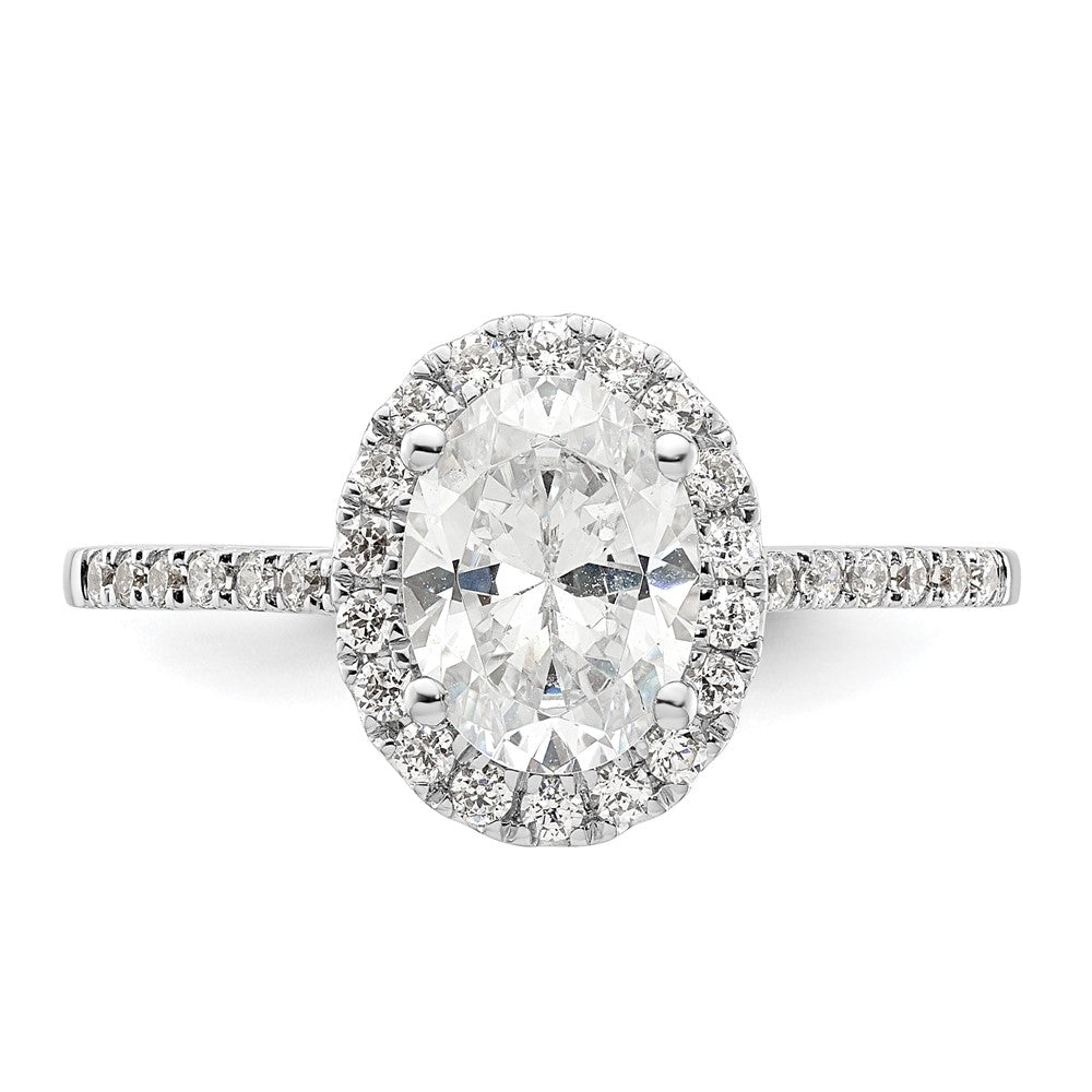 14k Two-tone Halo (Holds 1.5 carat (8x6mm) Oval Center) 1/3 carat Diamond Semi-mount Engagement Ring