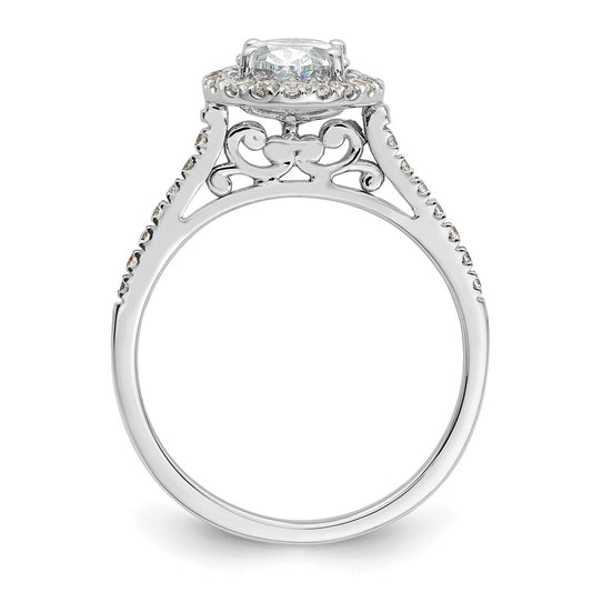 14k White Gold Halo (Holds 2 carat (8.5x6.5mm) Oval Center) 1/3 carat Diamond Semi-mount Engagement Ring