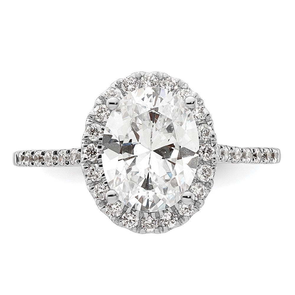 14k White Gold Halo (Holds 2.5 carat (9x7mm) Oval Center) 1/3 carat Diamond Semi-mount Engagement Ring