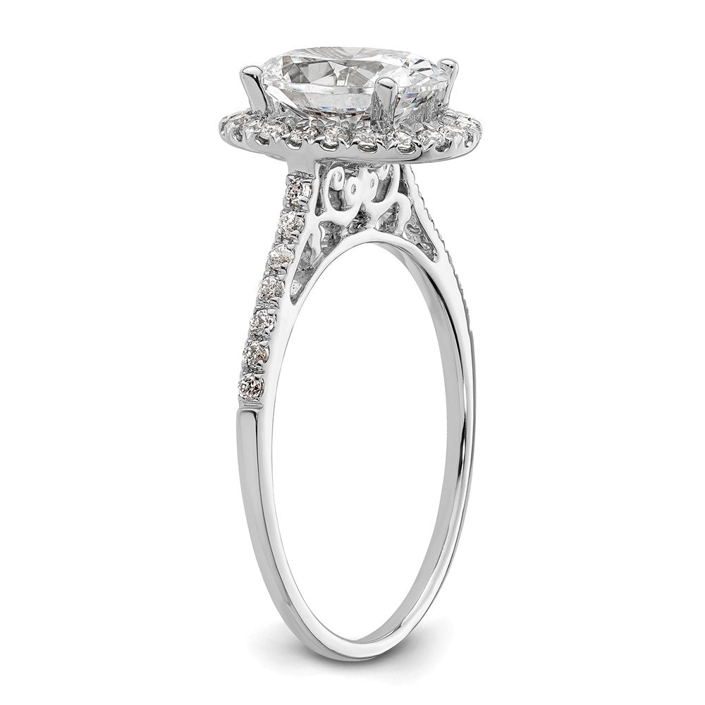 14k White Gold Halo (Holds 2.5 carat (9x7mm) Oval Center) 1/3 carat Diamond Semi-mount Engagement Ring