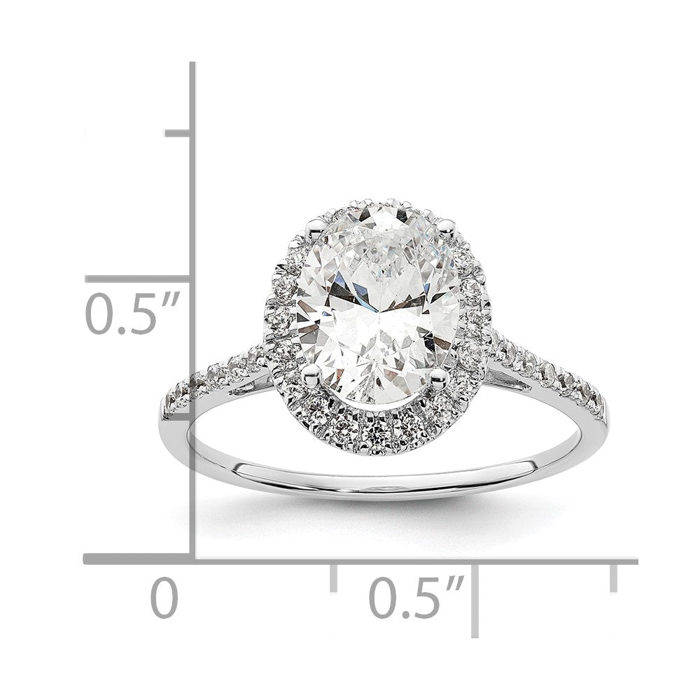 14k White Gold Halo (Holds 2.5 carat (9x7mm) Oval Center) 1/3 carat Diamond Semi-mount Engagement Ring