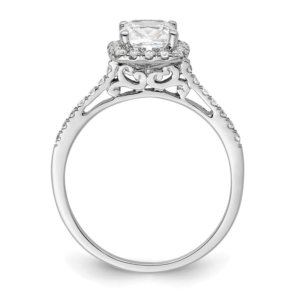 14k White Gold Halo (Holds 1.25 carat (6.00mm) Cushion Center) 1/4 carat Diamond Semi-mount Engagement Ring