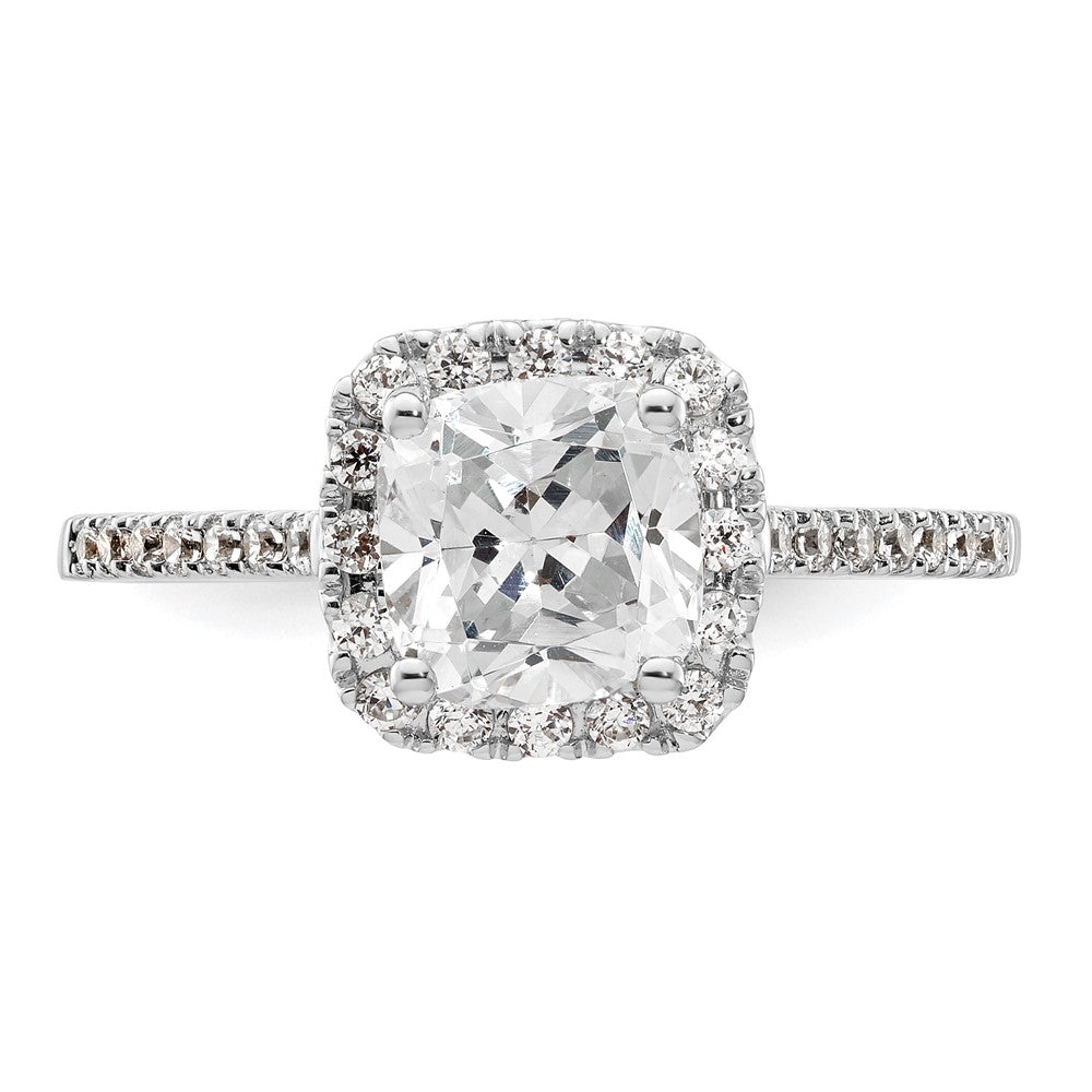 14k Two-tone Halo (Holds 1.5 carat (6.5mm) Cushion Center) 1/4 carat Diamond Semi-mount Engagement Ring