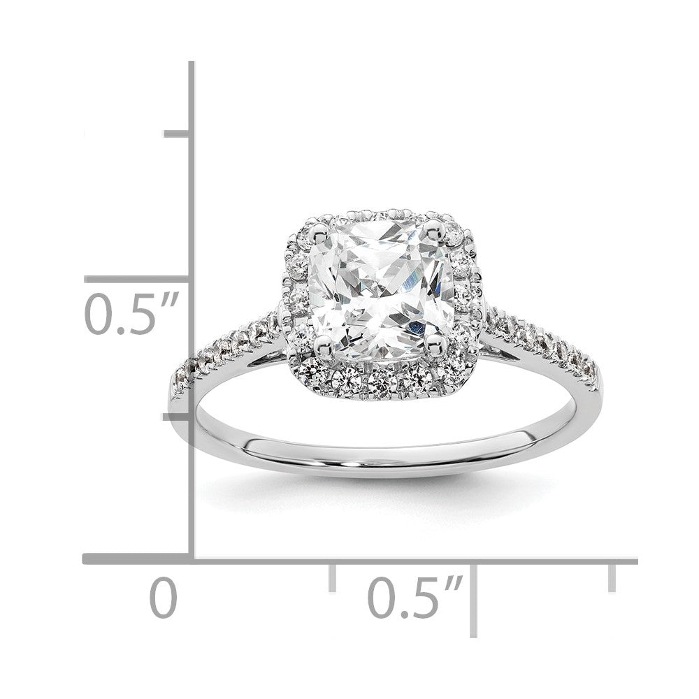 14k Two-tone Halo (Holds 1.5 carat (6.5mm) Cushion Center) 1/4 carat Diamond Semi-mount Engagement Ring