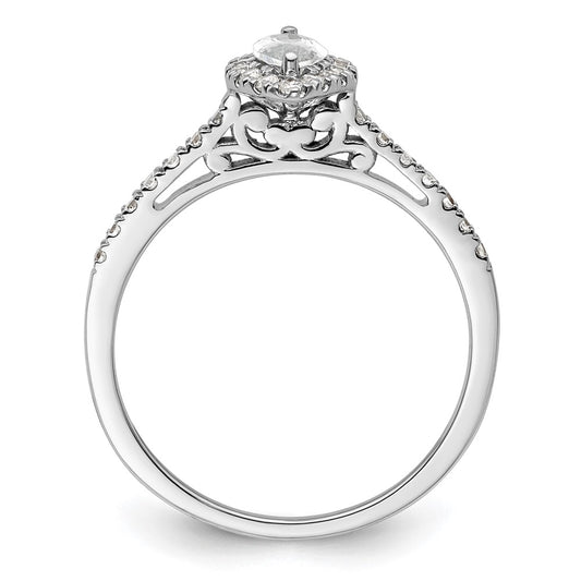 14k White Gold Halo (Holds 1/2 carat (8x4mm) Marquise Center) 1/4 carat Diamond Semi-mount Engagement Ring