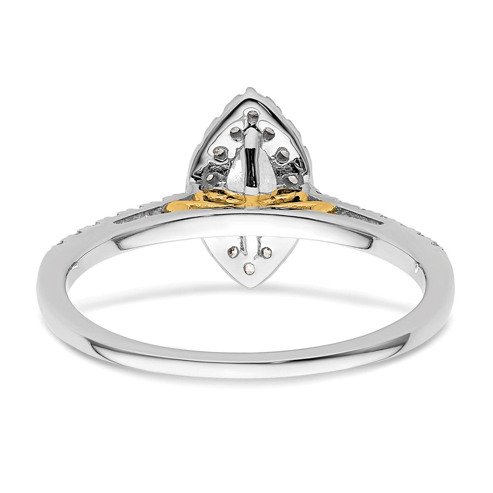 14k Two-tone Halo (Holds 1/2 carat (8x4mm) Marquise Center) 1/4 carat Diamond Semi-mount Engagement Ring