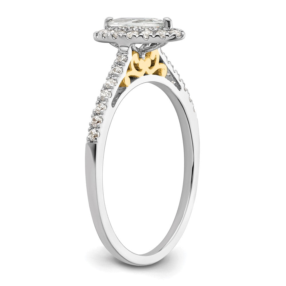 14k Two-tone Halo (Holds 1/2 carat (8x4mm) Marquise Center) 1/4 carat Diamond Semi-mount Engagement Ring