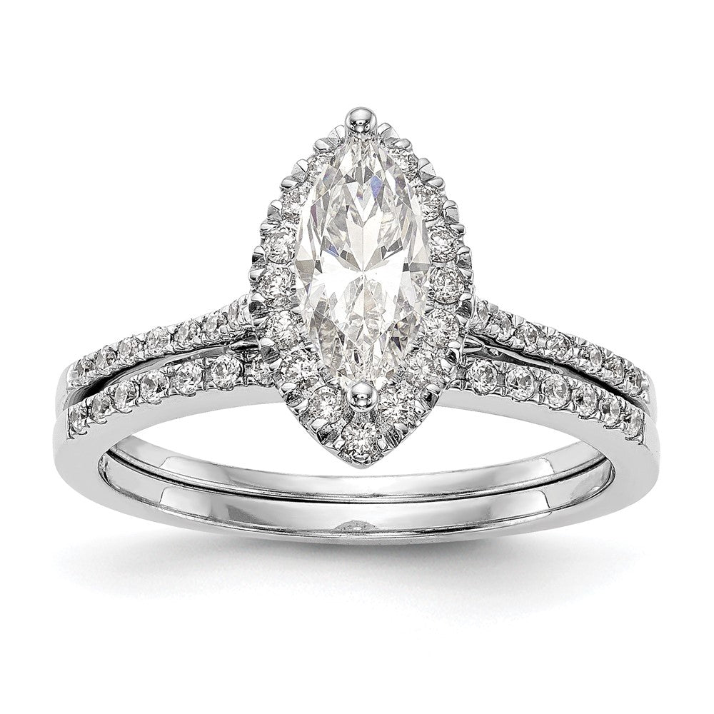 14k White Gold Halo (Holds 1 carat (10x5mm) Marquise Center) 1/4 carat Diamond Semi-mount Engagement Ring