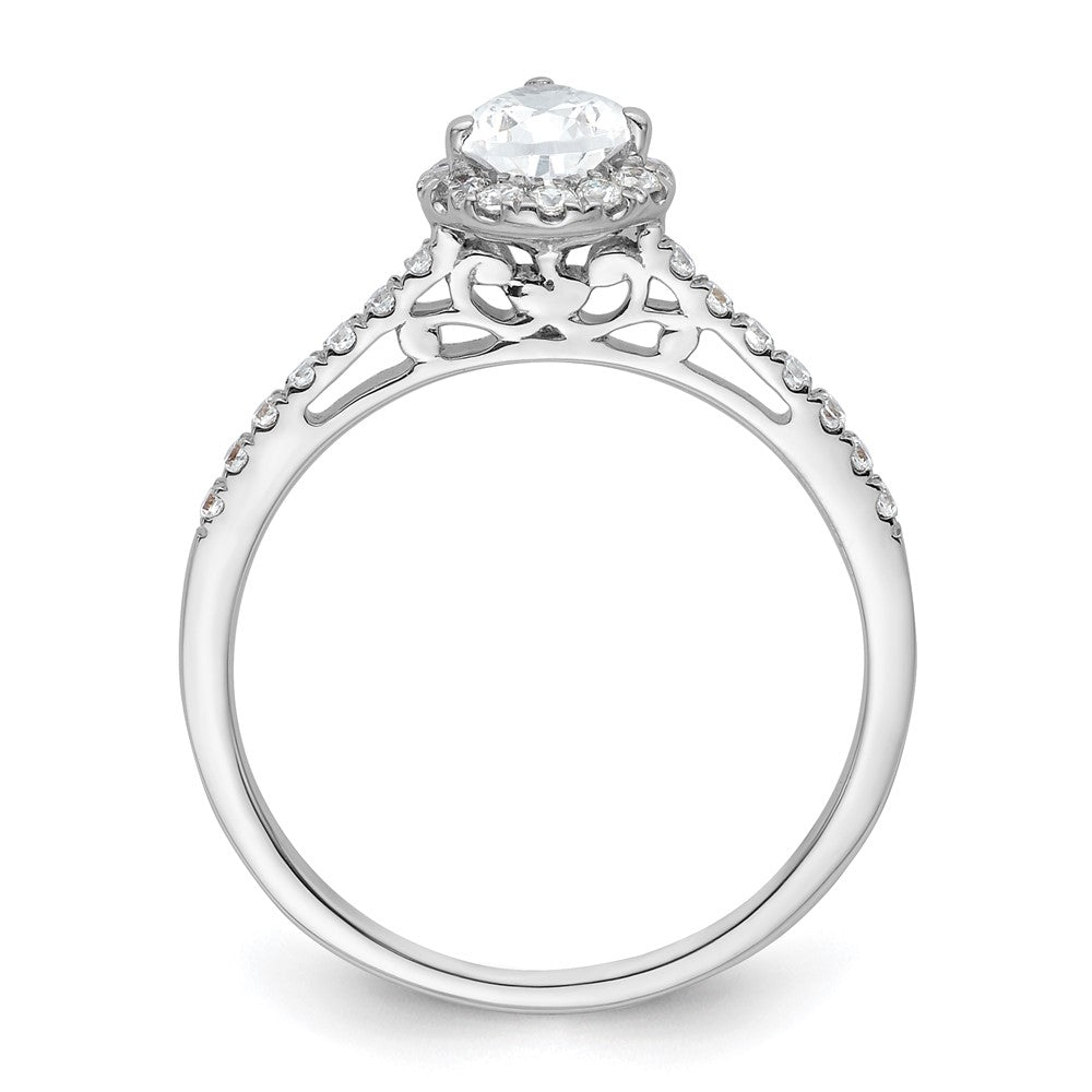 14k White Gold Halo (Holds 3/4 carat (7x5mm) Pear Center) 1/4 carat Diamond Semi-mount Engagement Ring