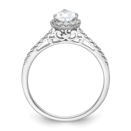 14k White Gold Halo (Holds 3/4 carat (7x5mm) Pear Center) 1/4 carat Diamond Semi-mount Engagement Ring