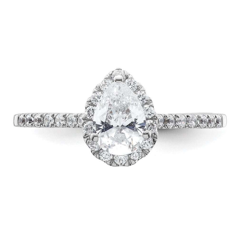 14k White Gold Halo (Holds 3/4 carat (7x5mm) Pear Center) 1/4 carat Diamond Semi-mount Engagement Ring
