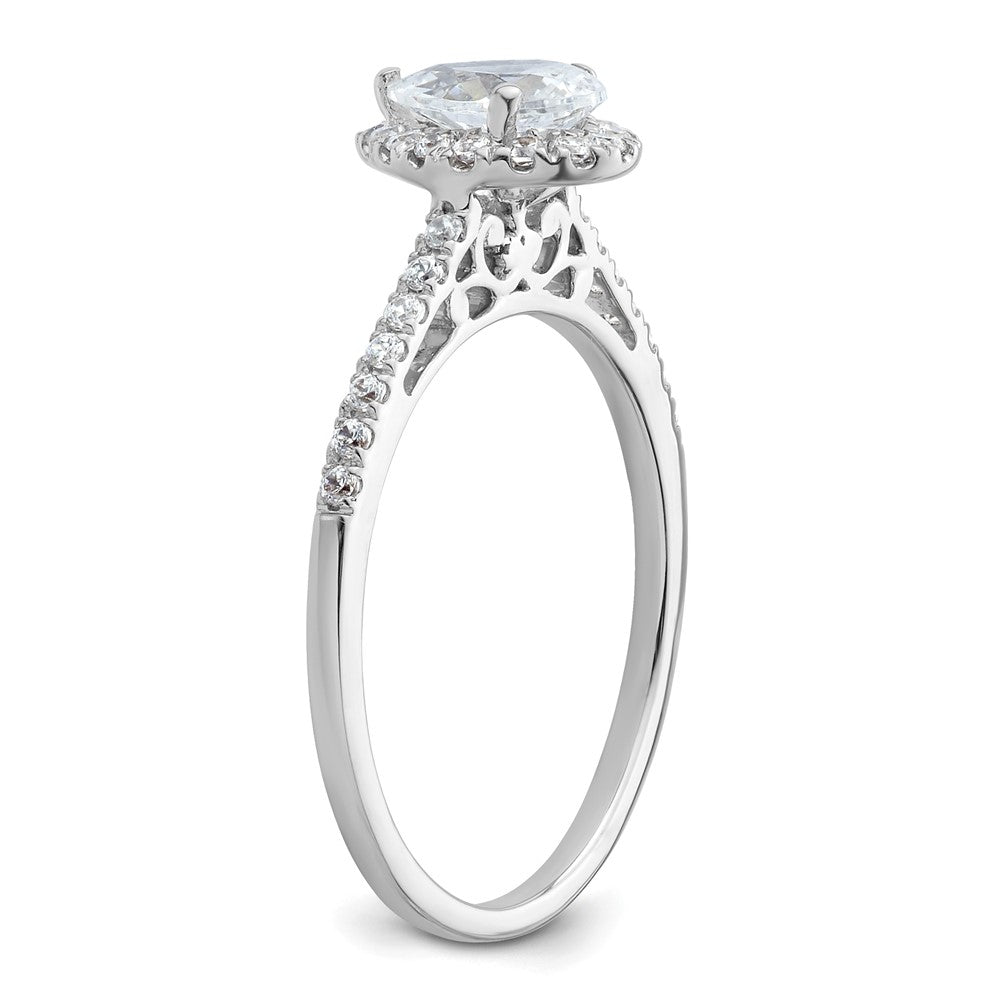 14k White Gold Halo (Holds 3/4 carat (7x5mm) Pear Center) 1/4 carat Diamond Semi-mount Engagement Ring