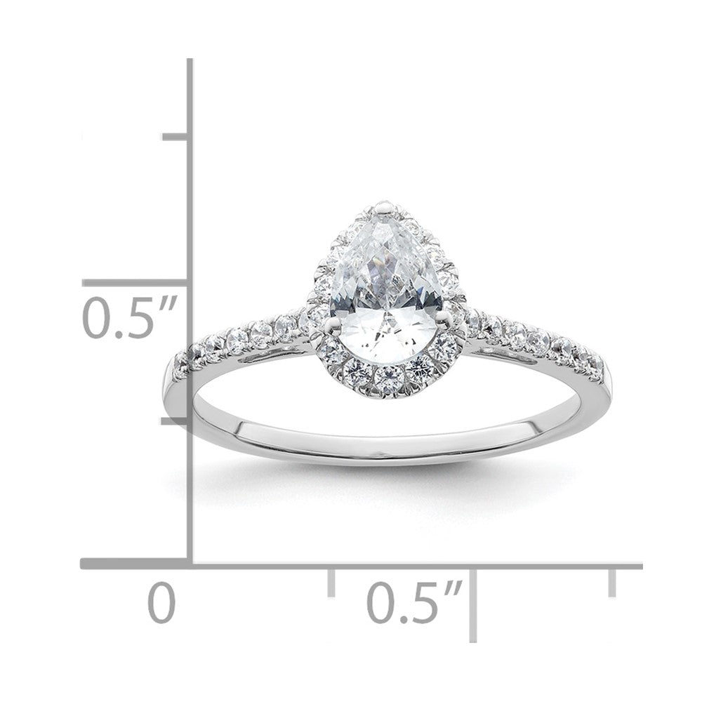 14k White Gold Halo (Holds 3/4 carat (7x5mm) Pear Center) 1/4 carat Diamond Semi-mount Engagement Ring