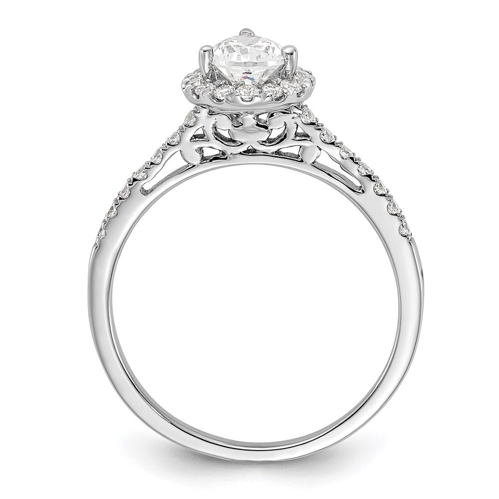 14k White Gold Halo (Holds 1 carat (8x5mm) Pear Center) 1/3 carat Diamond Semi-mount Engagement Ring
