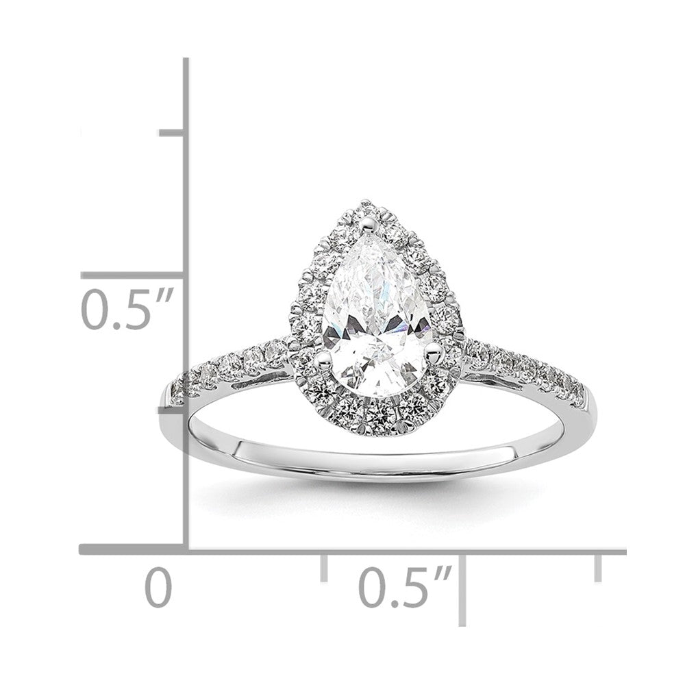 14k White Gold Halo (Holds 1 carat (8x5mm) Pear Center) 1/3 carat Diamond Semi-mount Engagement Ring