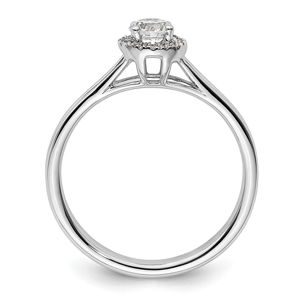 14k White Gold Halo (Holds 1/4 carat (4mm) Round Center) 1/20 carat Diamond Semi-mount Split Shank Engagement Ring