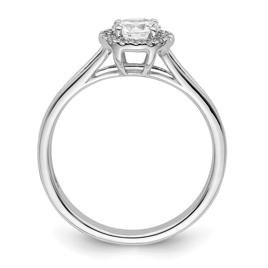 14k White Gold Halo (Holds 1/2 carat (5.2mm) Round Center) 1/10 carat Diamond Semi-mount Split Shank Engagement Ring