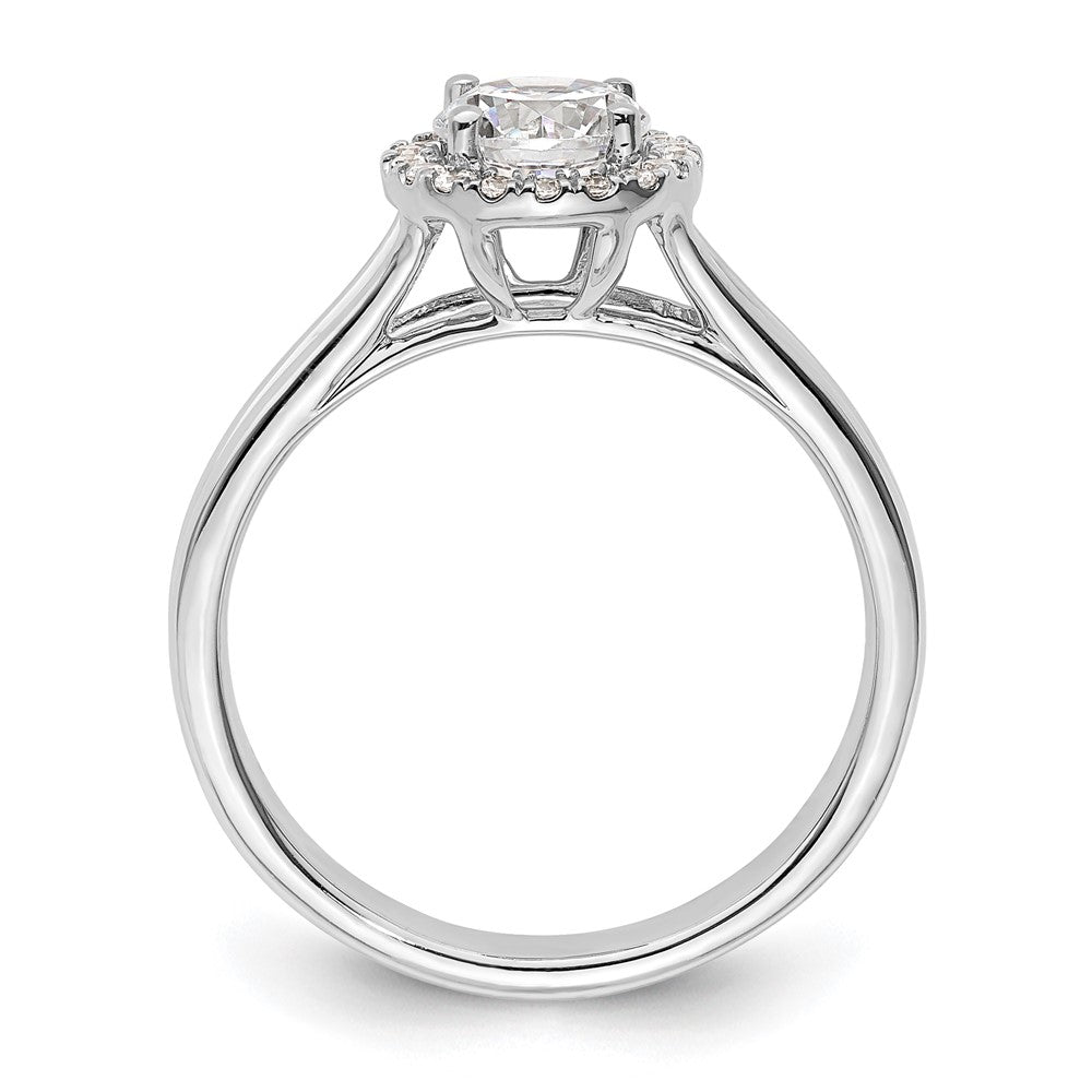 14k White Gold Halo (Holds 3/4 carat (5.7mm) Round Center) 1/10 carat Diamond Semi-mount Split Shank Engagement Ring