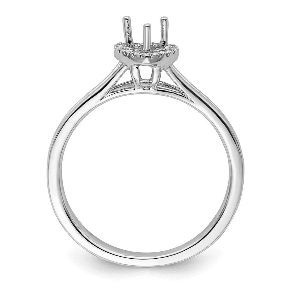 14k White Gold Halo (Holds 1/4 carat (4.2mm) Heart Center) 1/20 carat Diamond Semi-mount Split Shank Engagement Ring