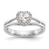 14k White Gold Halo (Holds 1/4 carat (4.2mm) Heart Center) 1/20 carat Diamond Semi-mount Split Shank Engagement Ring