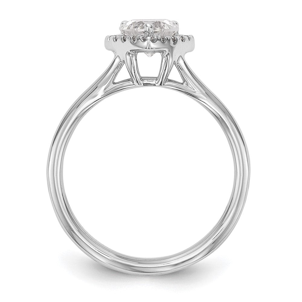 14k White Gold Halo (Holds 1 carat (6.6mm) Heart Center) 1/8 carat Diamond Semi-mount Split Shank Engagement Ring
