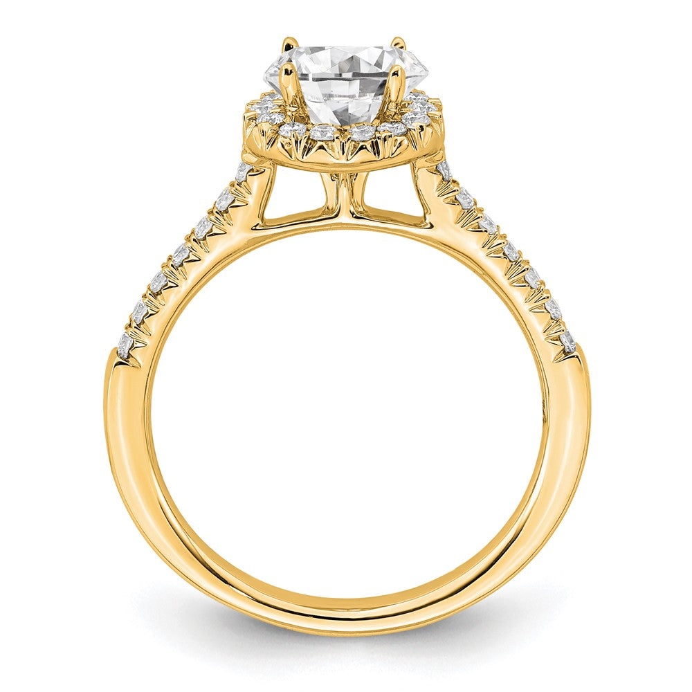 14k 3/4 carat Lab Grown Diamond VS/SI+ G+ Round Complete Size 6 Halo Engagement Ring
