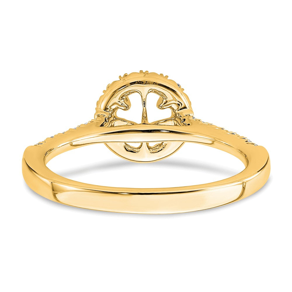 14ky Round Halo Diamond Semi-mount Engagement Ring