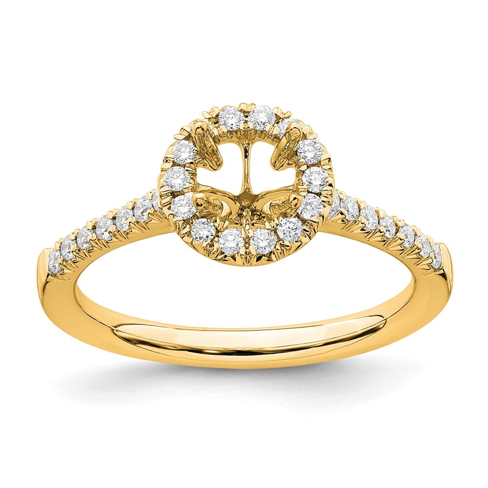 14k 3/4 carat Lab Grown Diamond VS/SI+ G+ Round Complete Size 6 Halo Engagement Ring