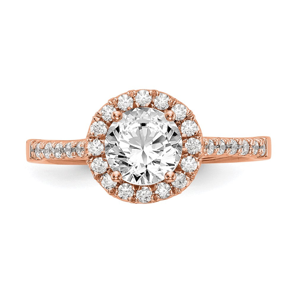 14k Rose Gold 1/3 carat Lab Grown Diamond VS/SI+ G+ 1 carat Center Round Semi Mount Engagement Ring