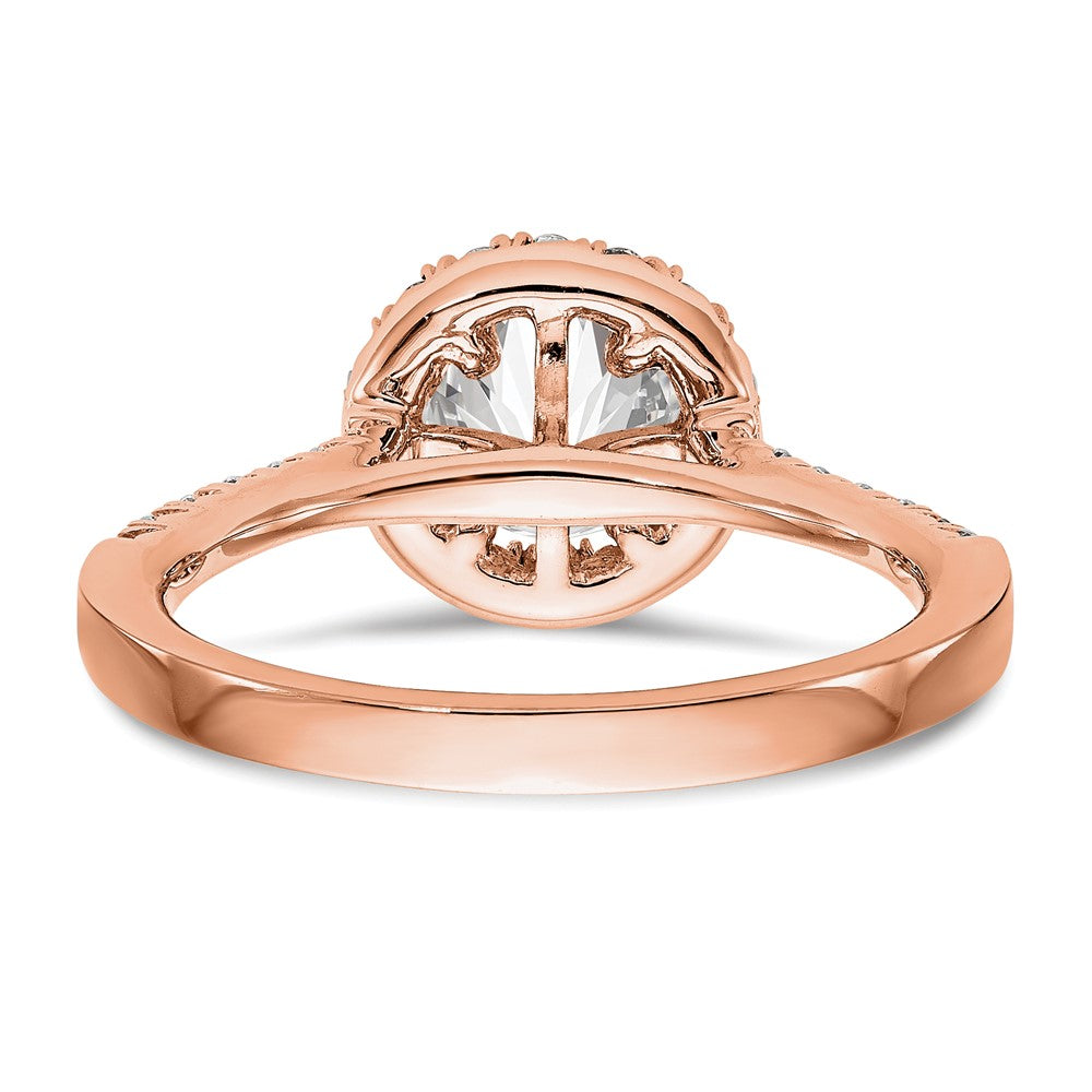 14k Rose Gold 1/3 carat Lab Grown Diamond VS/SI+ G+ 1 carat Center Round Semi Mount Engagement Ring