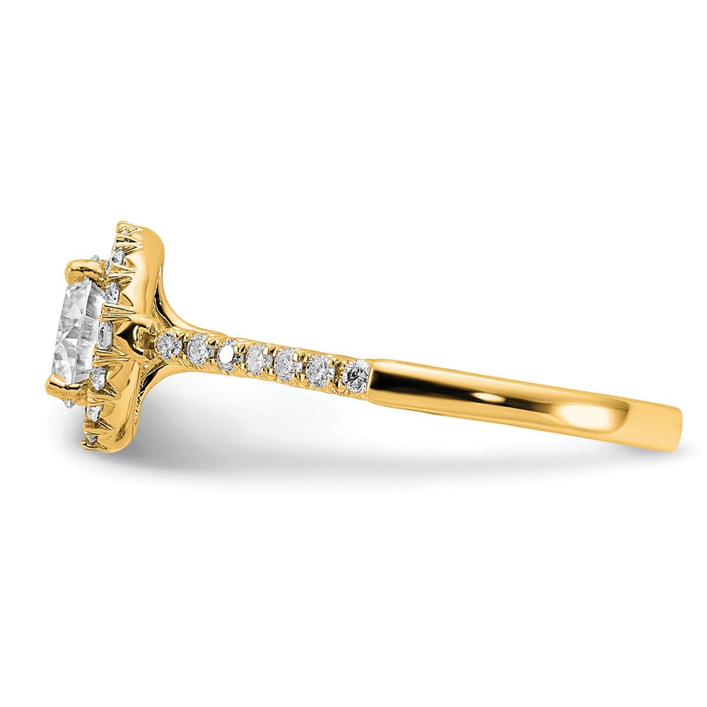 14k Round Halo Diamond Semi-mount Engagement Ring