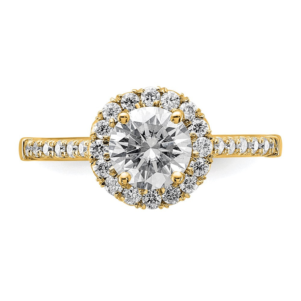 14k Round Halo Diamond Semi-mount Engagement Ring