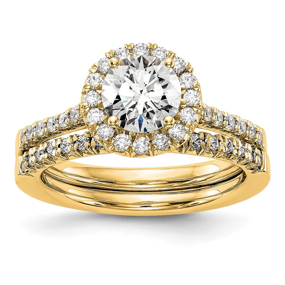 14k Round Halo Diamond Semi-mount Engagement Ring