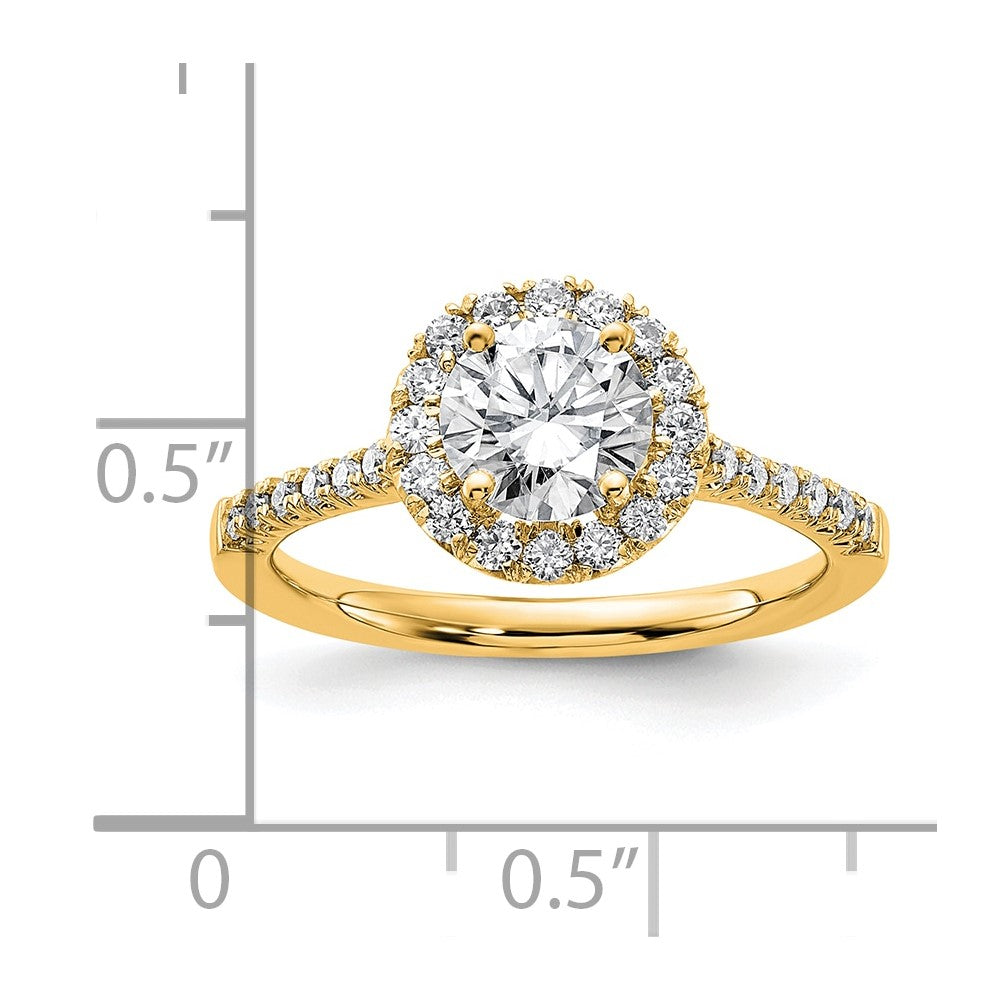 14k Round Halo Diamond Semi-mount Engagement Ring