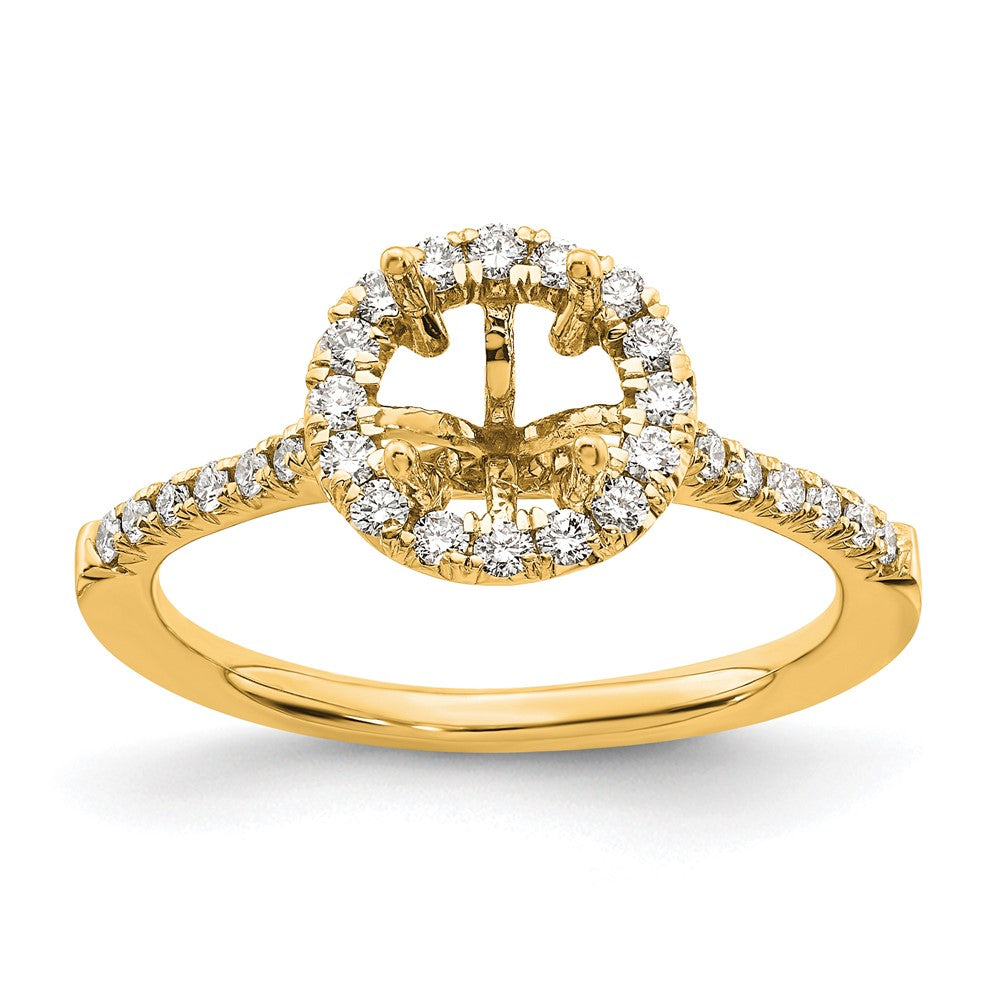 14k Round Halo Diamond Semi-mount Engagement Ring