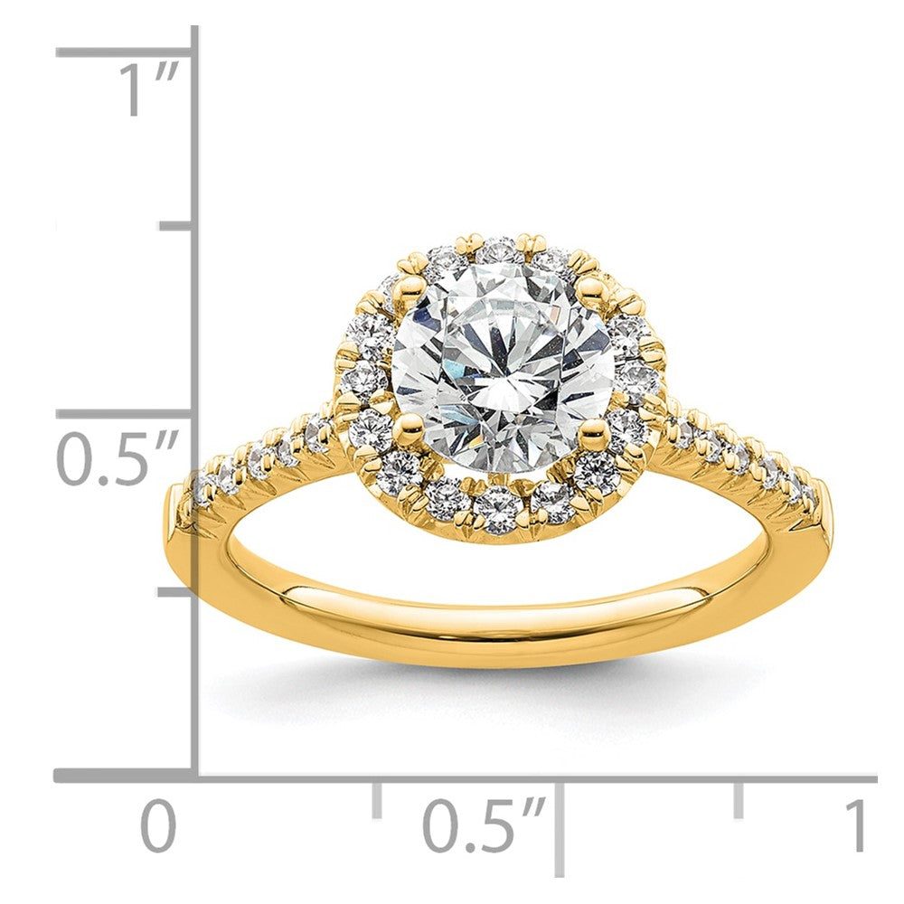 14k Round Halo Diamond Semi-mount Engagement Ring