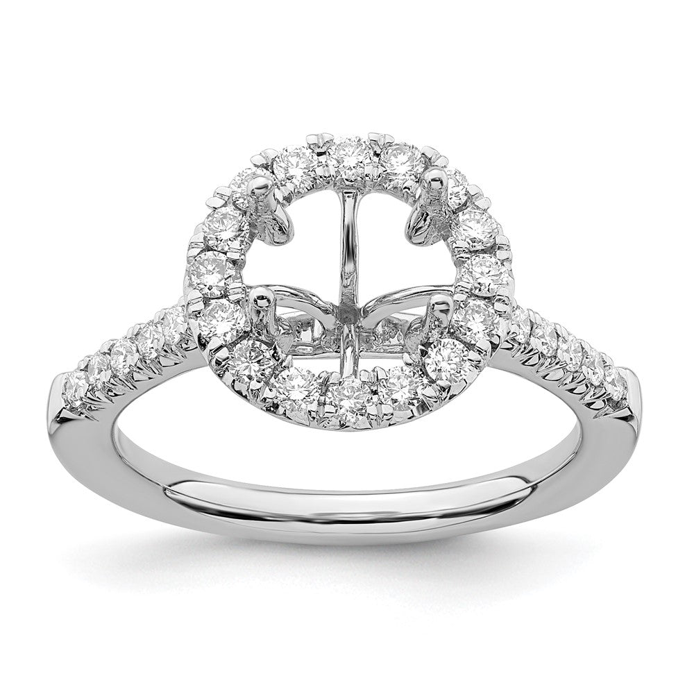 True Origin 14K White Gold 1/2 carat Lab Grown Diamond VS+ F+ Semi-Mount Round Halo Engagement Ring