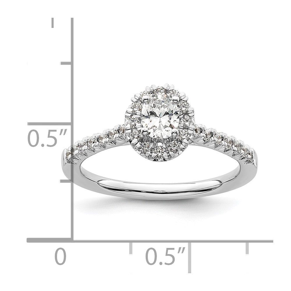 14k White Gold Halo (Holds 1/3 carat (5x4mm) Oval Center) 1/4 carat Diamond Semi-mount Engagement Ring